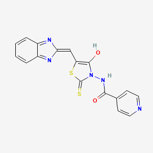 molecular formula C17H11N5O2S2 B12121358 N-[(5Z)-5-(1H-benzimidazol-2-ylmethylidene)-4-oxo-2-thioxo-1,3-thiazolidin-3-yl]pyridine-4-carboxamide 