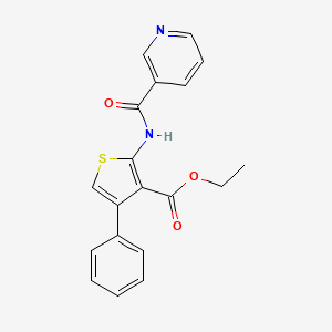 molecular formula C19H16N2O3S B12121398 Ethyl 4-phenyl-2-(3-pyridylcarbonylamino)thiophene-3-carboxylate 