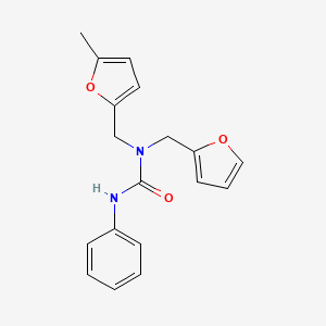 molecular formula C18H18N2O3 B12121457 1-(Furan-2-ylmethyl)-1-[(5-methylfuran-2-yl)methyl]-3-phenylurea 