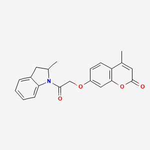 molecular formula C21H19NO4 B12121479 4-Methyl-7-[2-(2-methylindolinyl)-2-oxoethoxy]chromen-2-one 