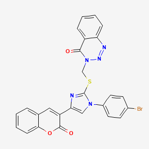 molecular formula C26H16BrN5O3S B12121506 1,2,3-Benzotriazin-4(3H)-one, 3-[[[1-(4-bromophenyl)-4-(2-oxo-2H-1-benzopyran-3-yl)-1H-imidazol-2-yl]thio]methyl]- CAS No. 610261-35-3