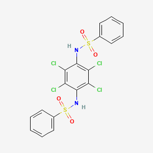 molecular formula C18H12Cl4N2O4S2 B12121792 N-[4-(benzenesulfonamido)-2,3,5,6-tetrachlorophenyl]benzenesulfonamide CAS No. 50389-12-3