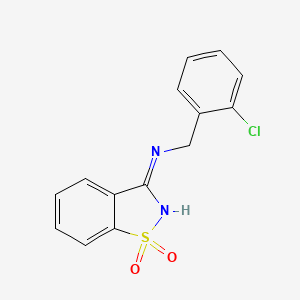 molecular formula C14H11ClN2O2S B12121848 3-{[(2-Chlorophenyl)methyl]amino}-1lambda6,2-benzothiazole-1,1-dione 