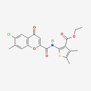 molecular formula C20H18ClNO5S B12121849 ethyl 2-{[(6-chloro-7-methyl-4-oxo-4H-chromen-2-yl)carbonyl]amino}-4,5-dimethylthiophene-3-carboxylate 