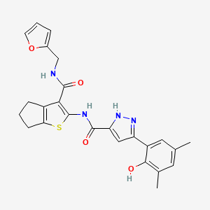 N-{3-[(furan-2-ylmethyl)carbamoyl]-5,6-dihydro-4H-cyclopenta[b]thiophen-2-yl}-5-(2-hydroxy-3,5-dimethylphenyl)-1H-pyrazole-3-carboxamide