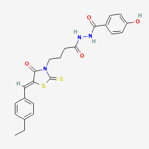 N'-{4-[(5Z)-5-(4-ethylbenzylidene)-4-oxo-2-thioxo-1,3-thiazolidin-3-yl]butanoyl}-4-hydroxybenzohydrazide