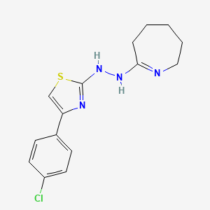 molecular formula C15H17ClN4S B12121988 (2Z)-2-{2-[4-(4-chlorophenyl)-1,3-thiazol-2-yl]hydrazinylidene}azepane 