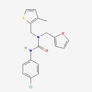 1-(4-Chlorophenyl)-3-[(furan-2-yl)methyl]-3-[(3-methylthiophen-2-yl)methyl]urea