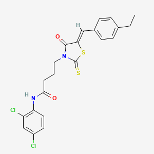 molecular formula C22H20Cl2N2O2S2 B12122085 N-(2,4-dichlorophenyl)-4-[(5Z)-5-(4-ethylbenzylidene)-4-oxo-2-thioxo-1,3-thiazolidin-3-yl]butanamide 