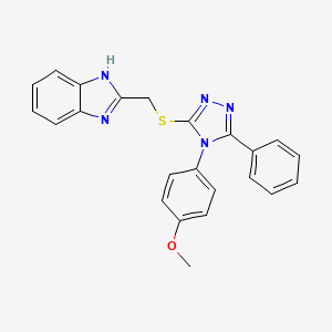 molecular formula C23H19N5OS B12122196 2-({[4-(4-methoxyphenyl)-5-phenyl-4H-1,2,4-triazol-3-yl]sulfanyl}methyl)-1H-1,3-benzodiazole 