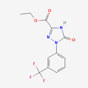 molecular formula C12H10F3N3O3 B12122292 Ethyl 2,5-dihydro-5-oxo-1-(3-trifluoromethylphenyl)-1H-1,2,4-triazole-3-carboxylate 