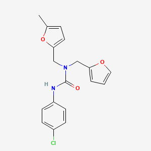 molecular formula C18H17ClN2O3 B12122511 3-(4-Chlorophenyl)-1-(furan-2-ylmethyl)-1-[(5-methylfuran-2-yl)methyl]urea 