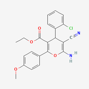 molecular formula C22H19ClN2O4 B12122538 Ethyl 6-amino-4-(2-chlorophenyl)-5-cyano-2-(4-methoxyphenyl)-4H-pyran-3-carboxylate CAS No. 610276-41-0