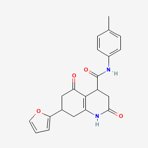 molecular formula C21H20N2O4 B12122627 7-(furan-2-yl)-N-(4-methylphenyl)-2,5-dioxo-1,2,3,4,5,6,7,8-octahydroquinoline-4-carboxamide 