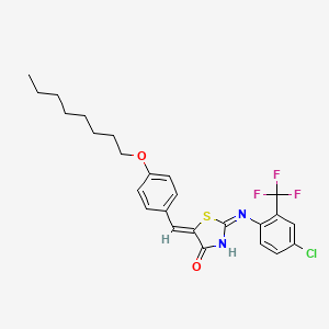 (5Z)-2-{[4-chloro-2-(trifluoromethyl)phenyl]amino}-5-[4-(octyloxy)benzylidene]-1,3-thiazol-4(5H)-one