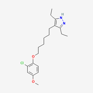 B1212276 4-[6-(2-chloro-4-methoxyphenoxy)hexyl]-3,5-diethyl-1H-pyrazole CAS No. 69982-17-8