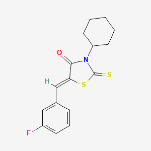 molecular formula C16H16FNOS2 B12123054 3-Cyclohexyl-5-[(3-fluorophenyl)methylene]-2-thioxo-1,3-thiazolidin-4-one 