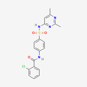 molecular formula C19H17ClN4O3S B12123097 2-chloro-N-{4-[(2,6-dimethylpyrimidin-4-yl)sulfamoyl]phenyl}benzamide 