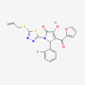 (4E)-5-(2-fluorophenyl)-4-[furan-2-yl(hydroxy)methylidene]-1-[5-(prop-2-en-1-ylsulfanyl)-1,3,4-thiadiazol-2-yl]pyrrolidine-2,3-dione