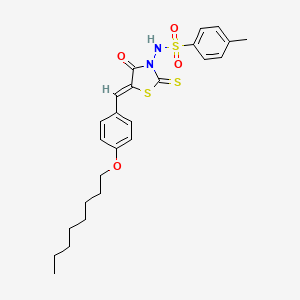 molecular formula C25H30N2O4S3 B12123248 4-methyl-N-{(5Z)-5-[4-(octyloxy)benzylidene]-4-oxo-2-thioxo-1,3-thiazolidin-3-yl}benzenesulfonamide 