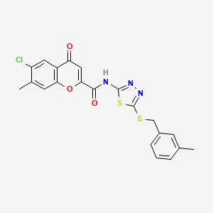 molecular formula C21H16ClN3O3S2 B12123267 6-chloro-7-methyl-N-{5-[(3-methylbenzyl)sulfanyl]-1,3,4-thiadiazol-2-yl}-4-oxo-4H-chromene-2-carboxamide 