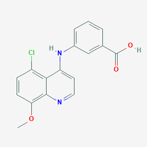 molecular formula C17H13ClN2O3 B12123338 3-((5-Chloro-8-methoxyquinolin-4-yl)amino)benzoic acid 