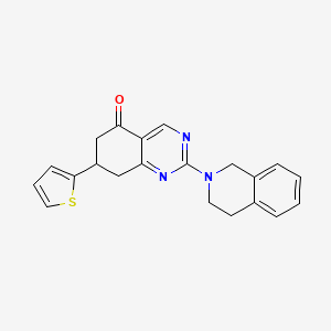 molecular formula C21H19N3OS B12123339 2-(3,4-dihydroisoquinolin-2(1H)-yl)-7-(thiophen-2-yl)-7,8-dihydroquinazolin-5(6H)-one 