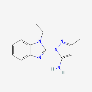 molecular formula C13H15N5 B12123599 1-(1-ethyl-1H-1,3-benzodiazol-2-yl)-3-methyl-1H-pyrazol-5-amine 