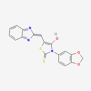 molecular formula C18H11N3O3S2 B12123677 (5Z)-5-(1H-benzimidazol-2-ylmethylidene)-3-(1,3-benzodioxol-5-yl)-2-thioxo-1,3-thiazolidin-4-one 