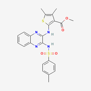 molecular formula C23H22N4O4S2 B12123685 Methyl 4,5-dimethyl-2-[(3-{[(4-methylphenyl)sulfonyl]amino}quinoxalin-2-yl)amino]thiophene-3-carboxylate 