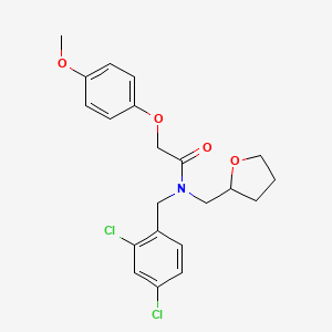 molecular formula C21H23Cl2NO4 B12123722 N-(2,4-dichlorobenzyl)-2-(4-methoxyphenoxy)-N-(tetrahydrofuran-2-ylmethyl)acetamide 