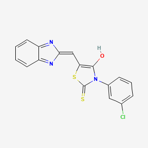 molecular formula C17H10ClN3OS2 B12124070 (5E)-5-(1H-benzimidazol-2-ylmethylidene)-3-(3-chlorophenyl)-2-thioxo-1,3-thiazolidin-4-one 