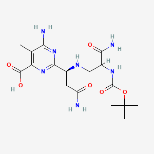 molecular formula C17H27N7O6 B1212409 6-amino-2-[(1S)-3-amino-1-[[3-amino-2-[(2-methylpropan-2-yl)oxycarbonylamino]-3-oxopropyl]amino]-3-oxopropyl]-5-methylpyrimidine-4-carboxylic acid CAS No. 75452-30-1