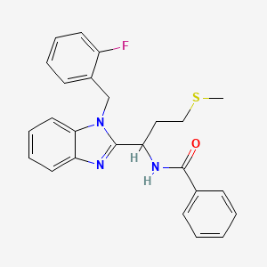 molecular formula C25H24FN3OS B12124188 N-{1-[1-(2-fluorobenzyl)-1H-benzimidazol-2-yl]-3-(methylsulfanyl)propyl}benzamide 