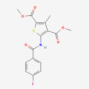 molecular formula C16H14FNO5S B12124221 5-(4-Fluorobenzoylamino)-3-methylthiophene-2,4-dicarboxylic acid, dimethyl ester 