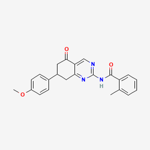 molecular formula C23H21N3O3 B12124262 N-(7-(4-methoxyphenyl)-5-oxo-5,6,7,8-tetrahydroquinazolin-2-yl)-2-methylbenzamide 