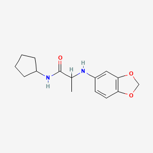 molecular formula C15H20N2O3 B12124274 2-[(2H-1,3-benzodioxol-5-yl)amino]-N-cyclopentylpropanamide 