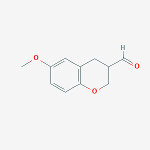 molecular formula C11H12O3 B12124375 6-Methoxy-3,4-dihydro-2H-1-benzopyran-3-carbaldehyde 