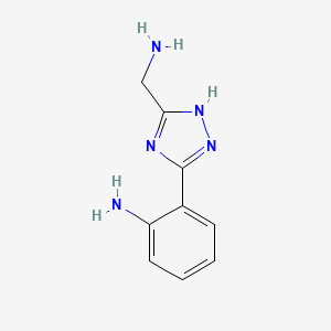 molecular formula C9H11N5 B12124455 1H-1,2,4-Triazole-5-methanamine, 3-(2-aminophenyl)- 