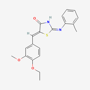 molecular formula C20H20N2O3S B12124504 (2E,5Z)-5-(4-ethoxy-3-methoxybenzylidene)-2-[(2-methylphenyl)imino]-1,3-thiazolidin-4-one 