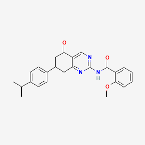 molecular formula C25H25N3O3 B12124605 2-methoxy-N-{5-oxo-7-[4-(propan-2-yl)phenyl]-5,6,7,8-tetrahydroquinazolin-2-yl}benzamide 