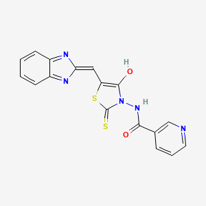 N-[(5Z)-5-(1H-benzimidazol-2-ylmethylidene)-4-oxo-2-thioxo-1,3-thiazolidin-3-yl]pyridine-3-carboxamide