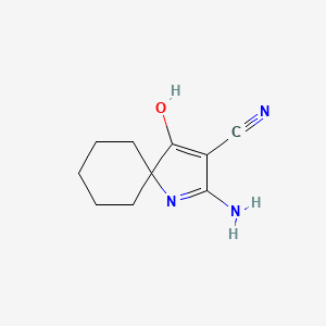 molecular formula C10H13N3O B12124742 2-Amino-4-oxo-1-azaspiro[4.5]dec-2-ene-3-carbonitrile 