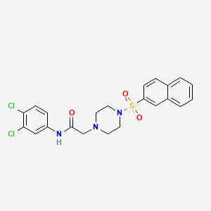 molecular formula C22H21Cl2N3O3S B12124753 N-(3,4-dichlorophenyl)-2-[4-(2-naphthylsulfonyl)piperazinyl]acetamide 