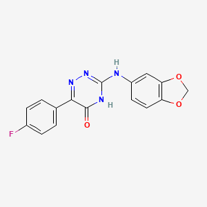 molecular formula C16H11FN4O3 B12124821 3-(1,3-Benzodioxol-5-ylamino)-6-(4-fluorophenyl)-1,2,4-triazin-5-ol 