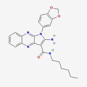 molecular formula C24H25N5O3 B12125002 2-amino-1-(1,3-benzodioxol-5-yl)-N-hexyl-1H-pyrrolo[2,3-b]quinoxaline-3-carboxamide 