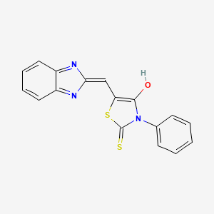 molecular formula C17H11N3OS2 B12125115 (5E)-5-(1H-benzimidazol-2-ylmethylidene)-3-phenyl-2-thioxo-1,3-thiazolidin-4-one 