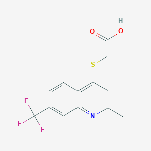 molecular formula C13H10F3NO2S B12125146 2-((2-Methyl-7-(trifluoromethyl)quinolin-4-yl)thio)acetic acid 