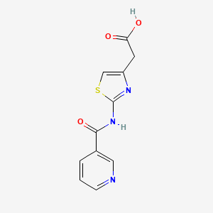 molecular formula C11H9N3O3S B12125284 (2-[(3-Pyridinylcarbonyl)amino]-1,3-thiazol-4-YL)acetic acid 