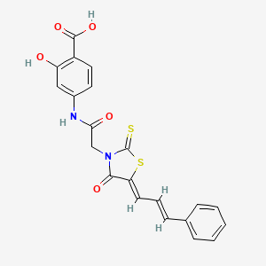 2-hydroxy-4-[({(5Z)-4-oxo-5-[(2E)-3-phenylprop-2-en-1-ylidene]-2-thioxo-1,3-thiazolidin-3-yl}acetyl)amino]benzoic acid